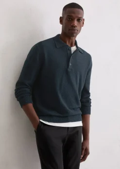 Polo-Pullover regular aus Bio-Baumwoll-Bouclé