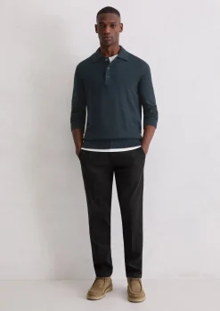Polo-Pullover regular aus Bio-Baumwoll-Bouclé