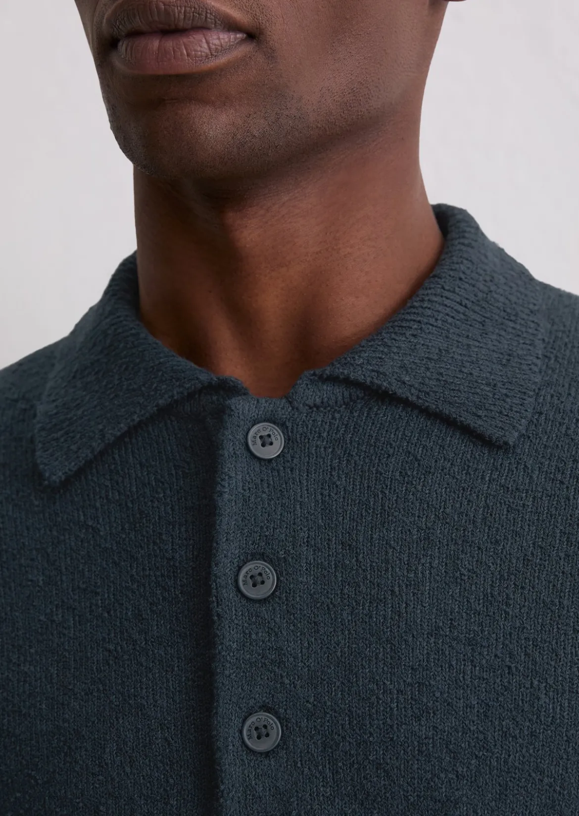Polo-Pullover regular aus Bio-Baumwoll-Bouclé