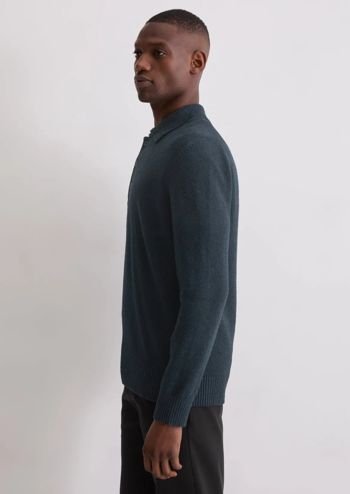 Polo-Pullover regular aus Bio-Baumwoll-Bouclé