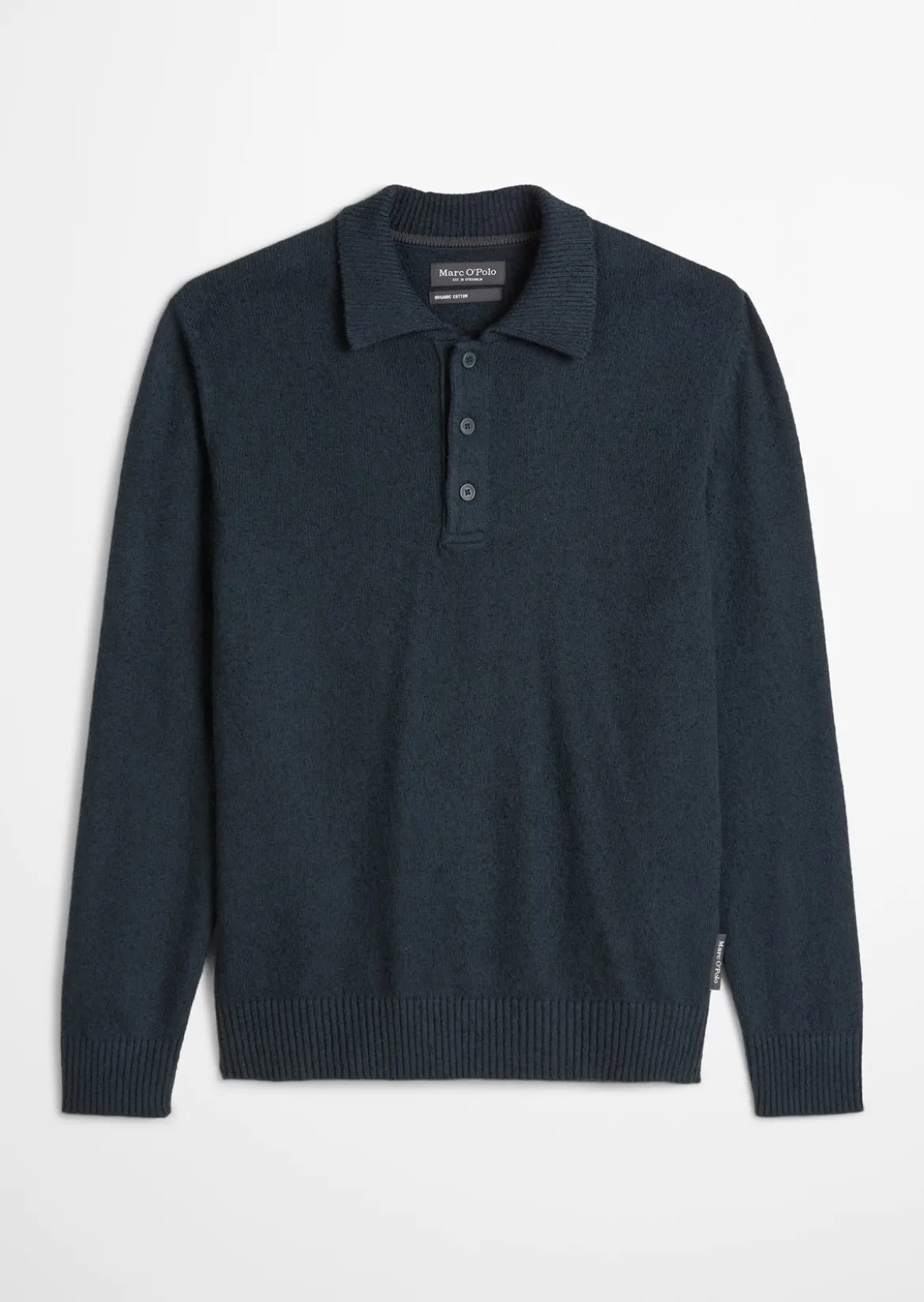Polo-Pullover regular aus Bio-Baumwoll-Bouclé