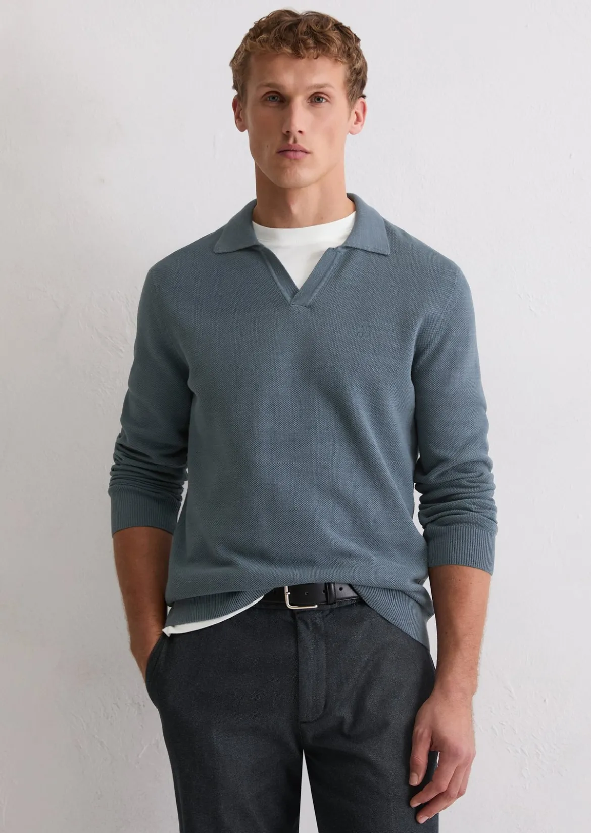 Polo-Pullover regular aus Bio-Baumwoll-Piqué