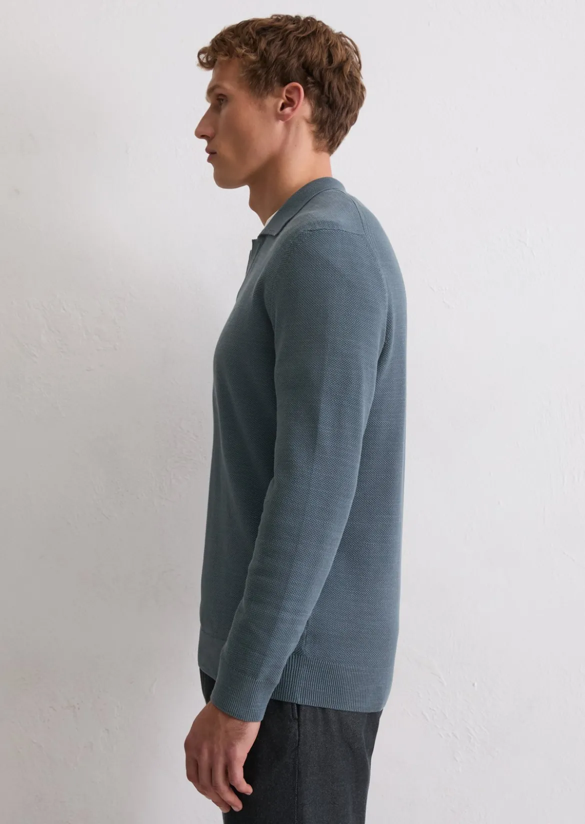 Polo-Pullover regular aus Bio-Baumwoll-Piqué