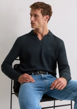 Polo-Pullover regular aus Bio-Baumwoll-Piqué
