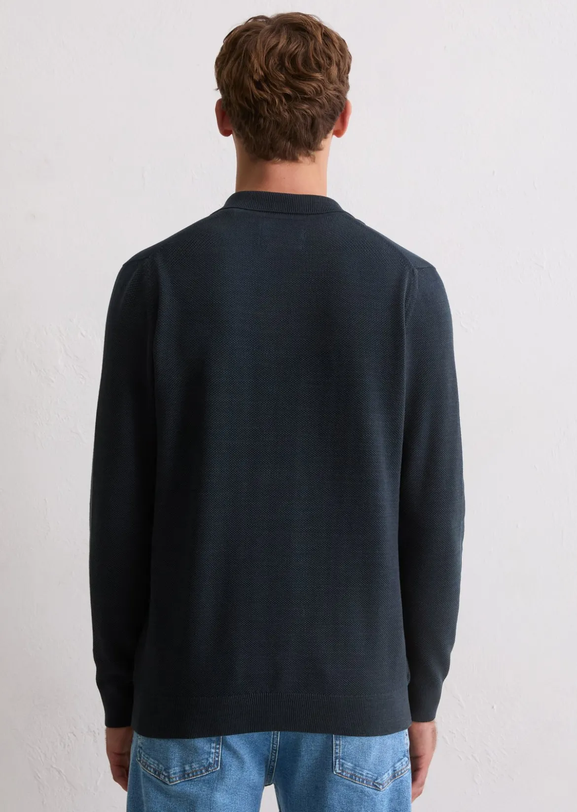 Polo-Pullover regular aus Bio-Baumwoll-Piqué