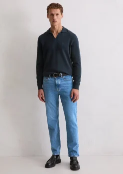 Polo-Pullover regular aus Bio-Baumwoll-Piqué