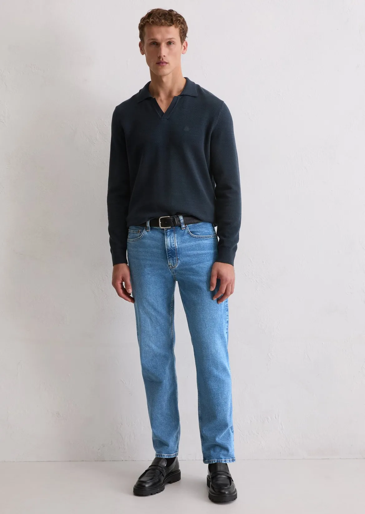 Polo-Pullover regular aus Bio-Baumwoll-Piqué