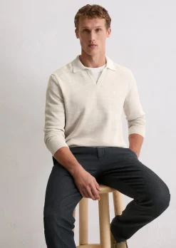 Polo-Pullover regular aus Bio-Baumwoll-Piqué