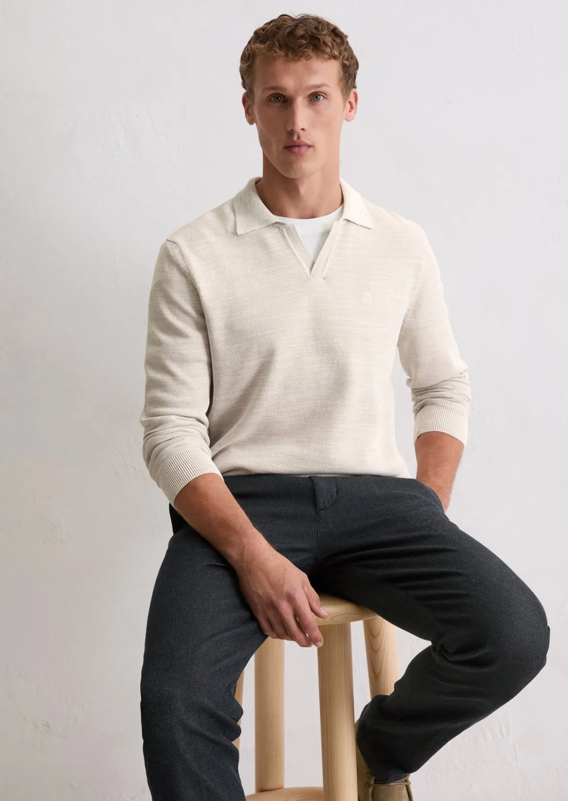Polo-Pullover regular aus Bio-Baumwoll-Piqué