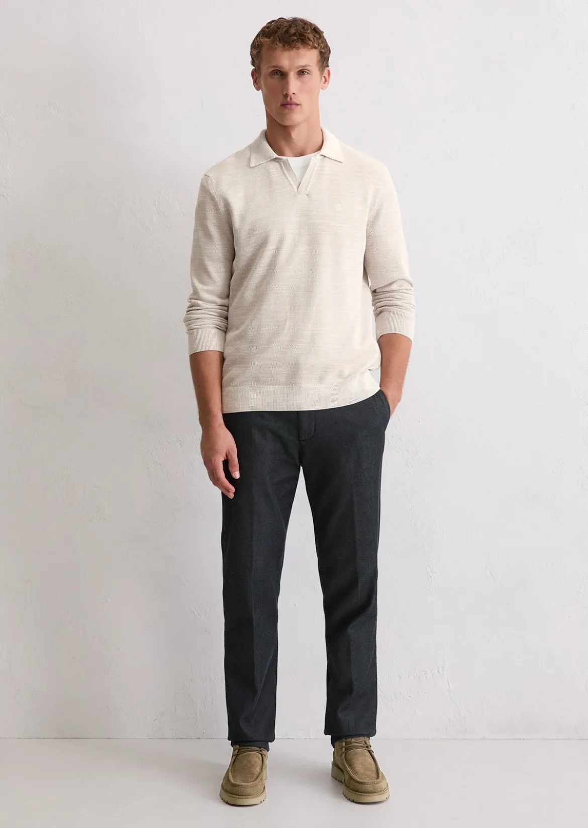 Polo-Pullover regular aus Bio-Baumwoll-Piqué