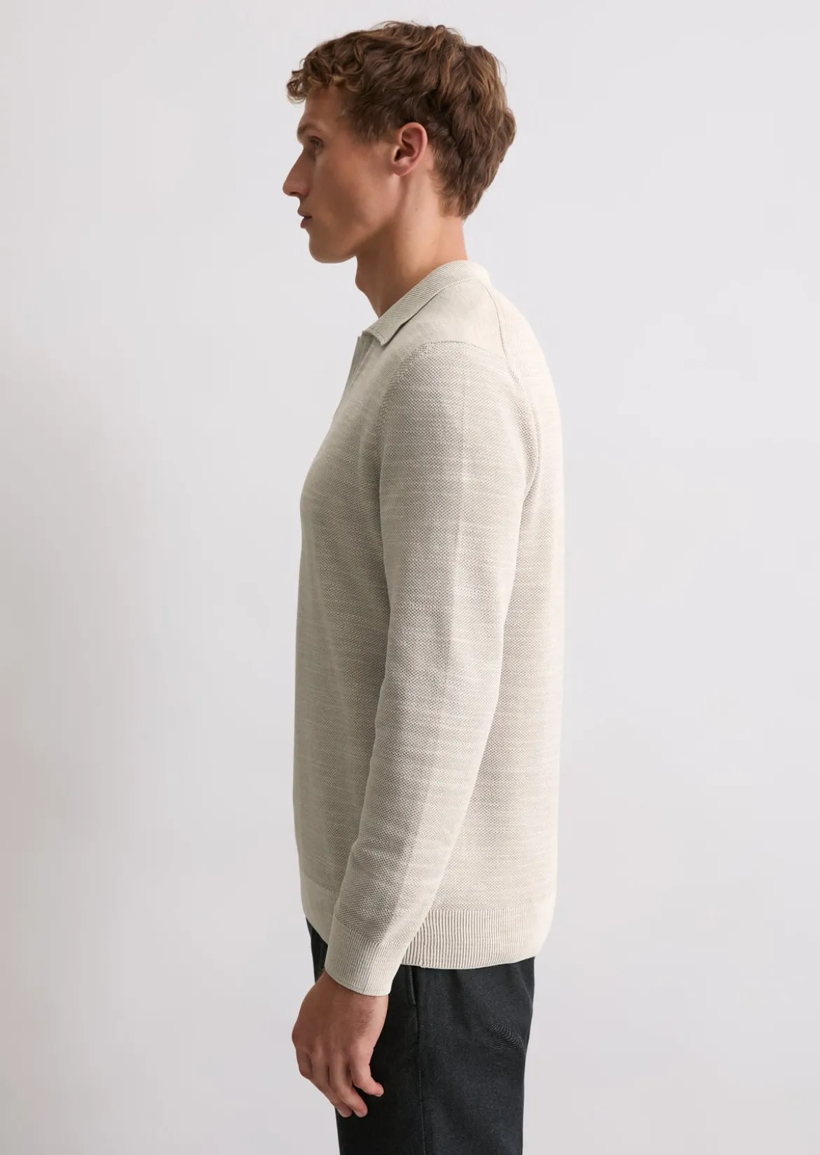 Polo-Pullover regular aus Bio-Baumwoll-Piqué