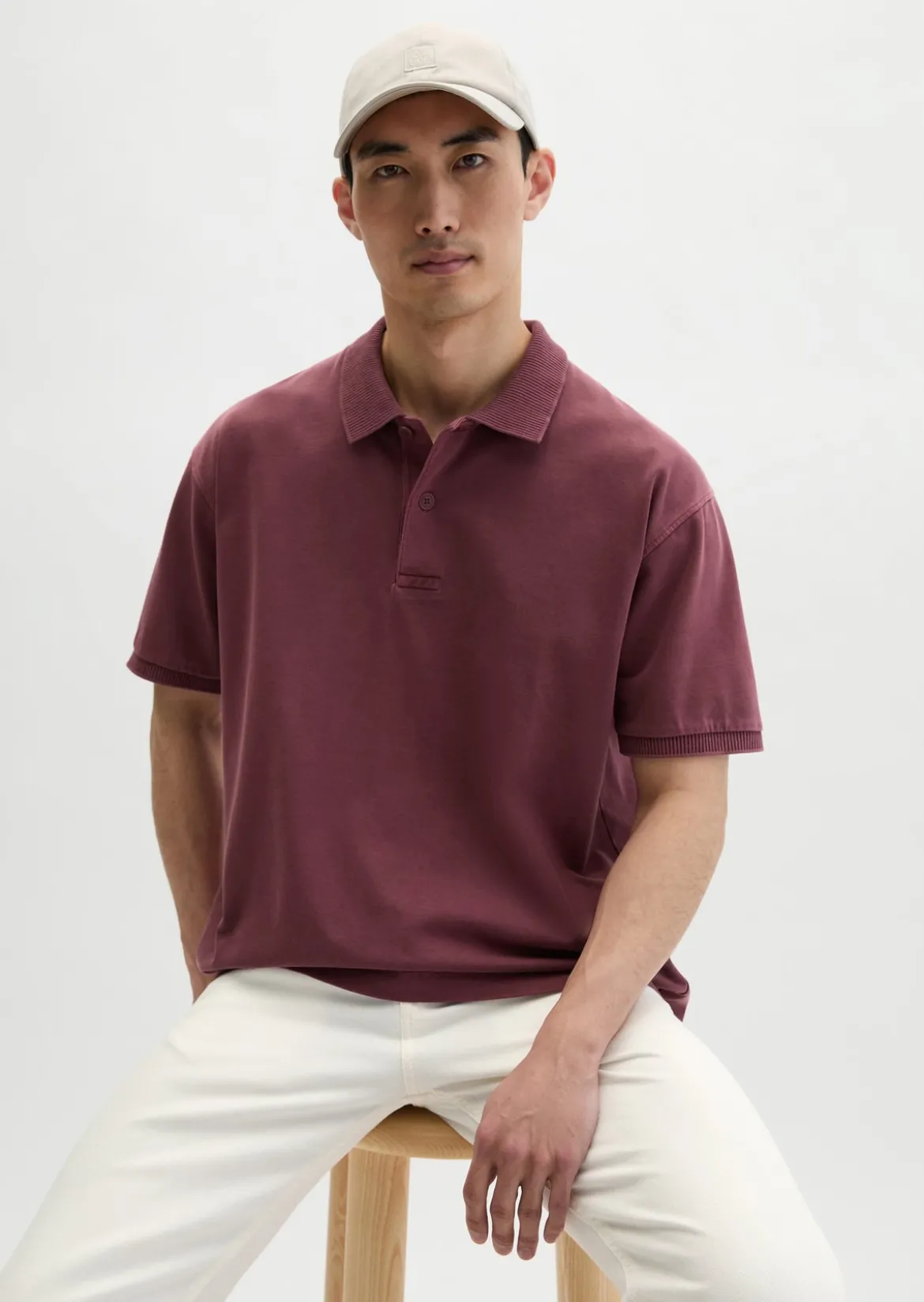 Poloshirt loose aus schwerem Bio-Baumwoll-Jersey