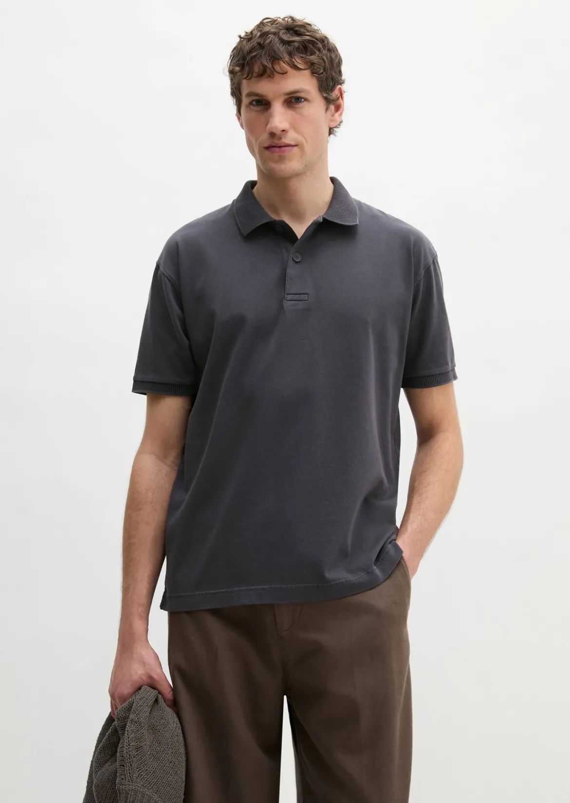 Poloshirt loose aus schwerem Bio-Baumwoll-Jersey