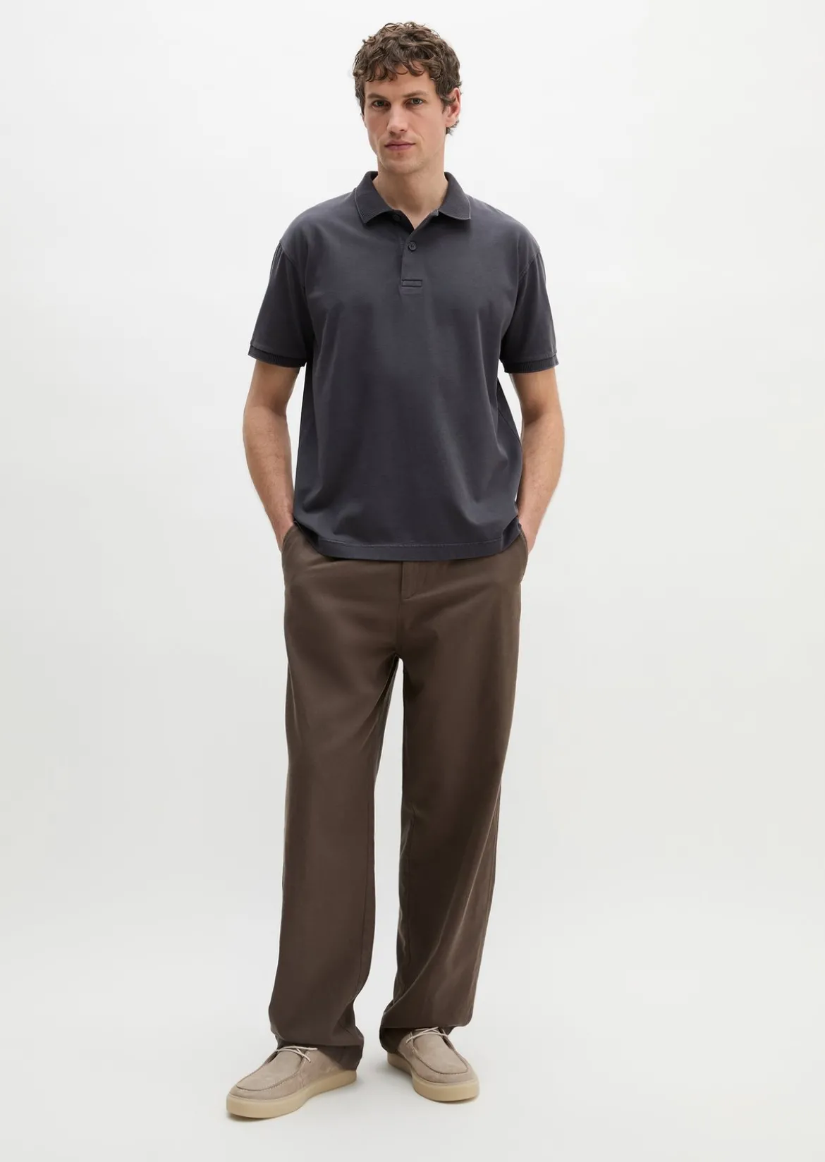 Poloshirt loose aus schwerem Bio-Baumwoll-Jersey