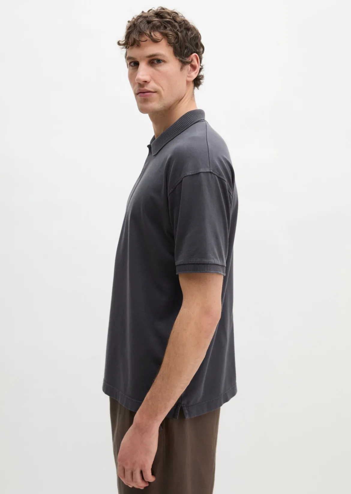 Poloshirt loose aus schwerem Bio-Baumwoll-Jersey