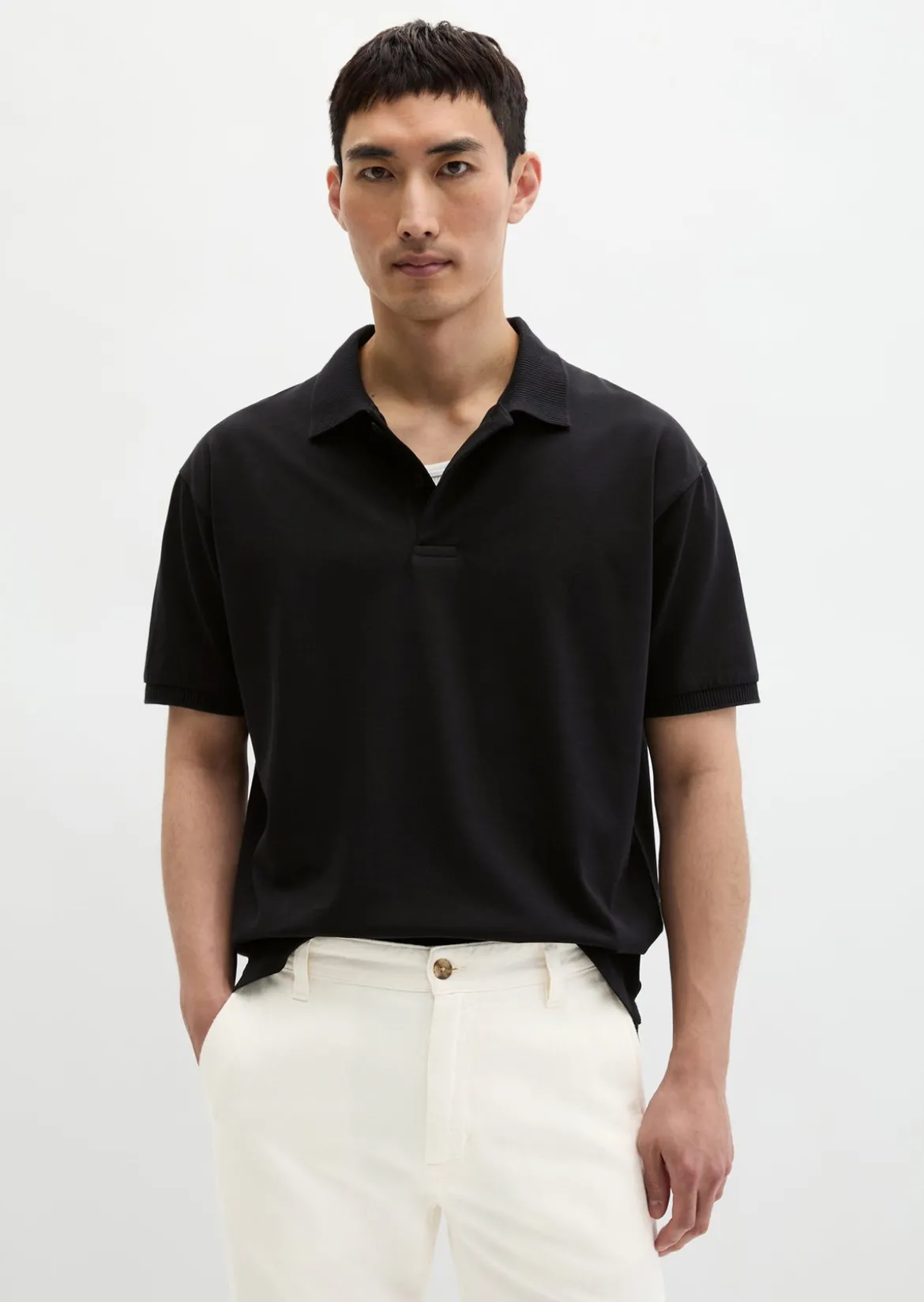 Poloshirt loose aus schwerem Bio-Baumwoll-Jersey