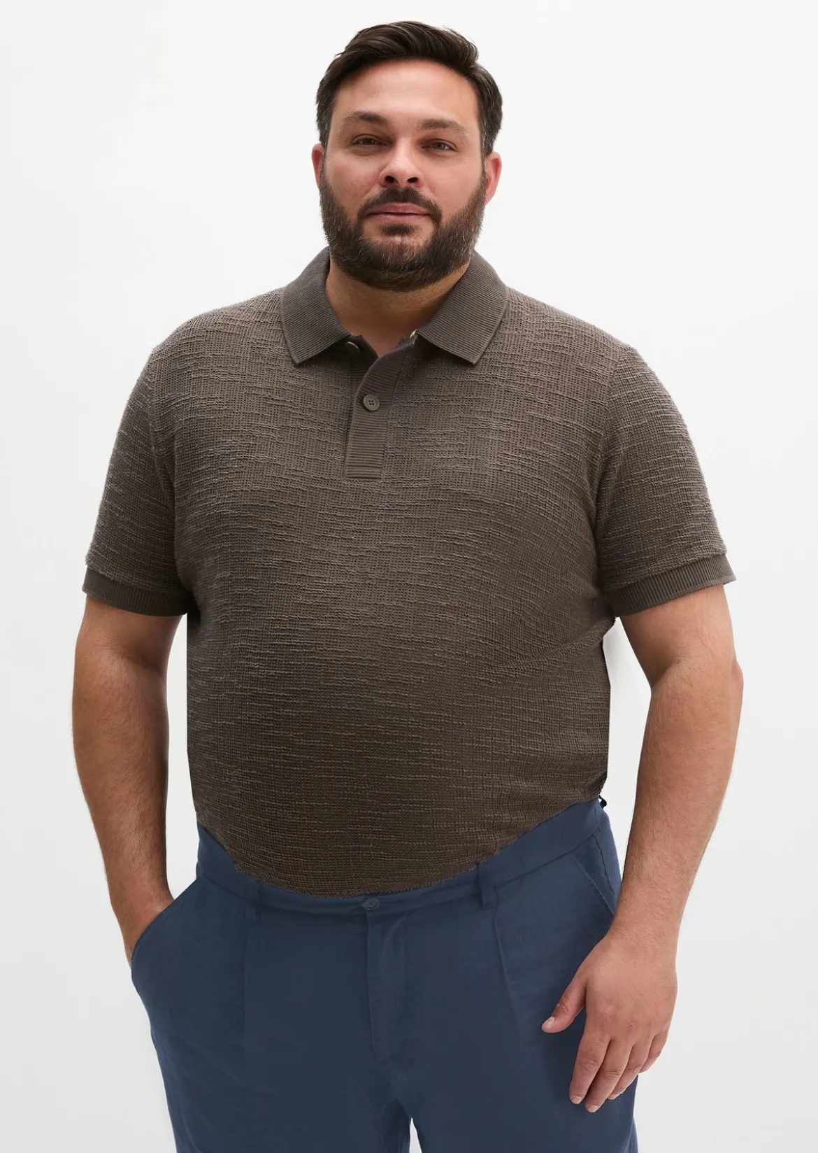 Poloshirt loose aus weichem Bouclé-Jersey