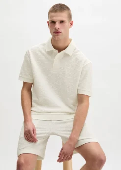 Poloshirt loose aus weichem Bouclé-Jersey