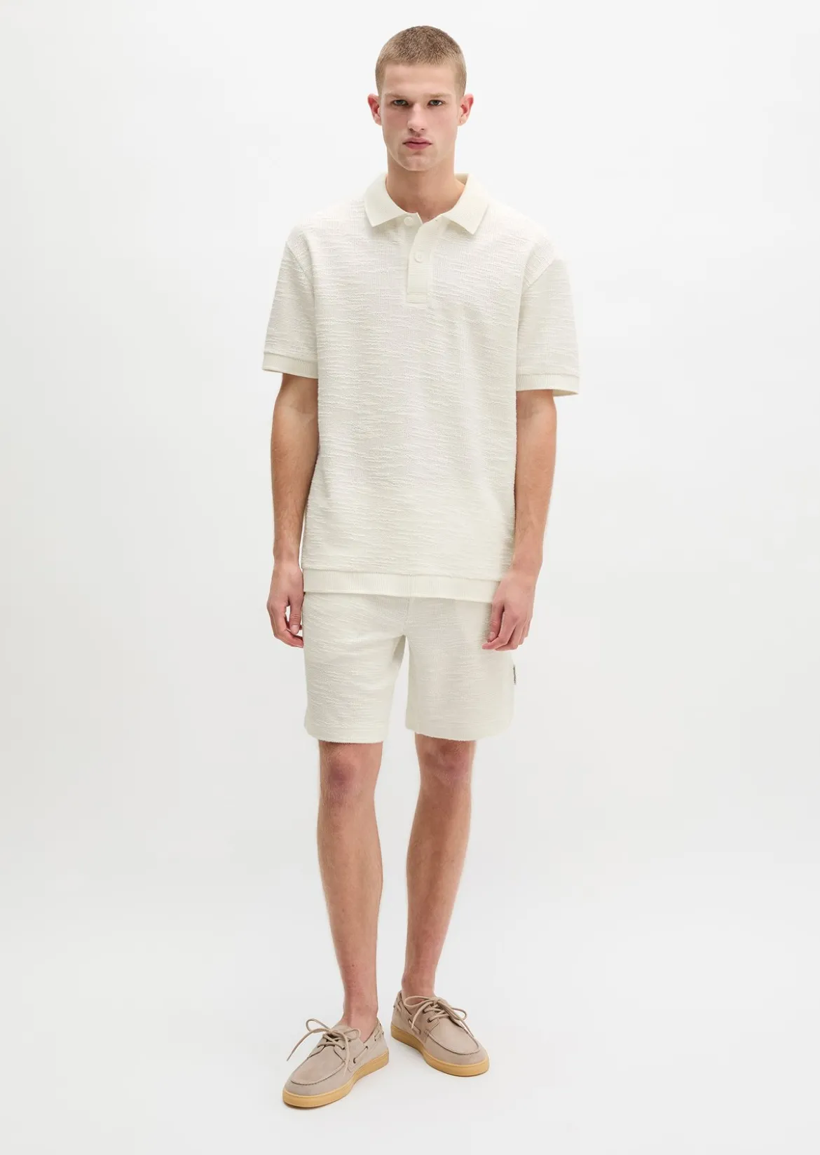 Poloshirt loose aus weichem Bouclé-Jersey