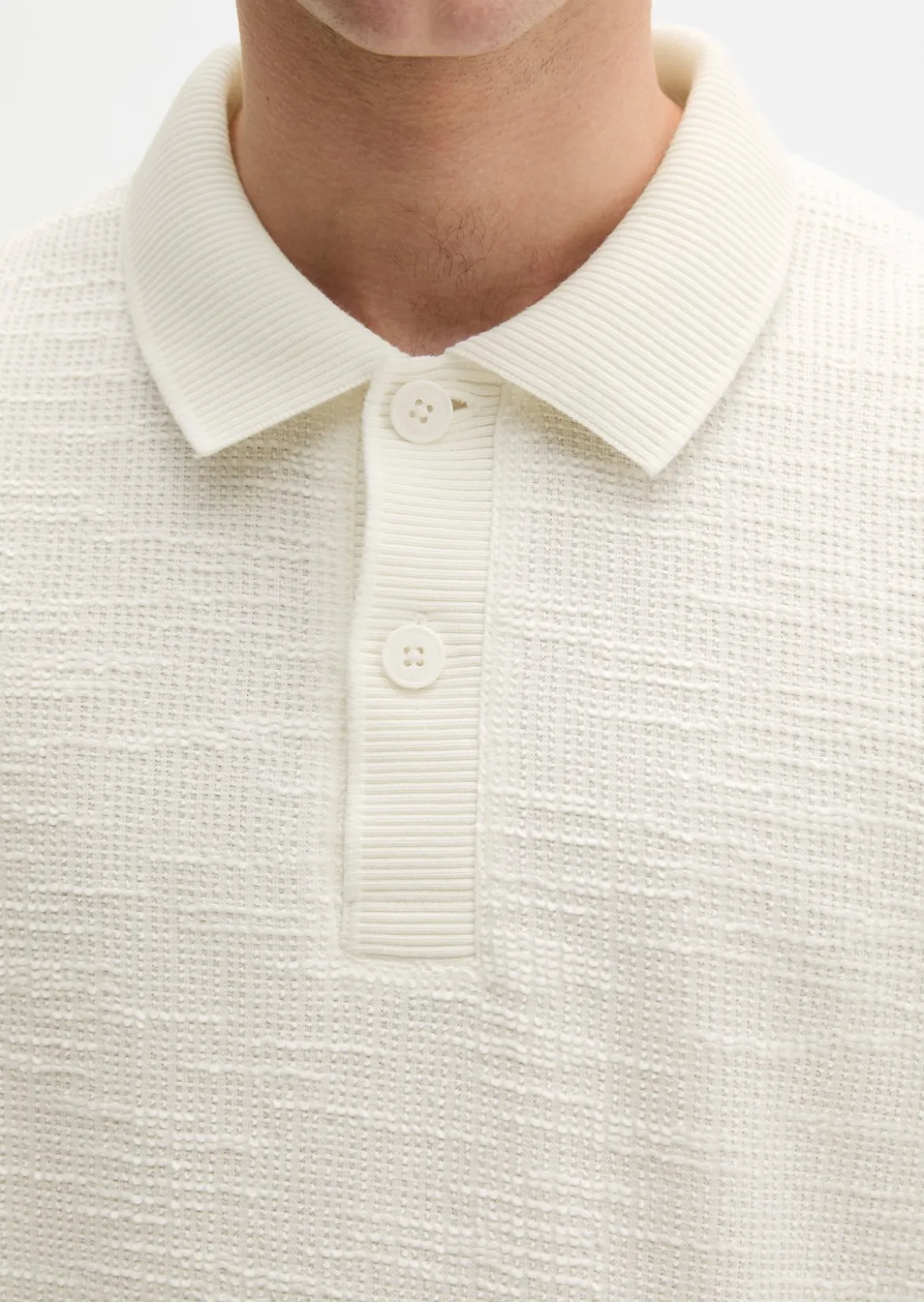 Poloshirt loose aus weichem Bouclé-Jersey