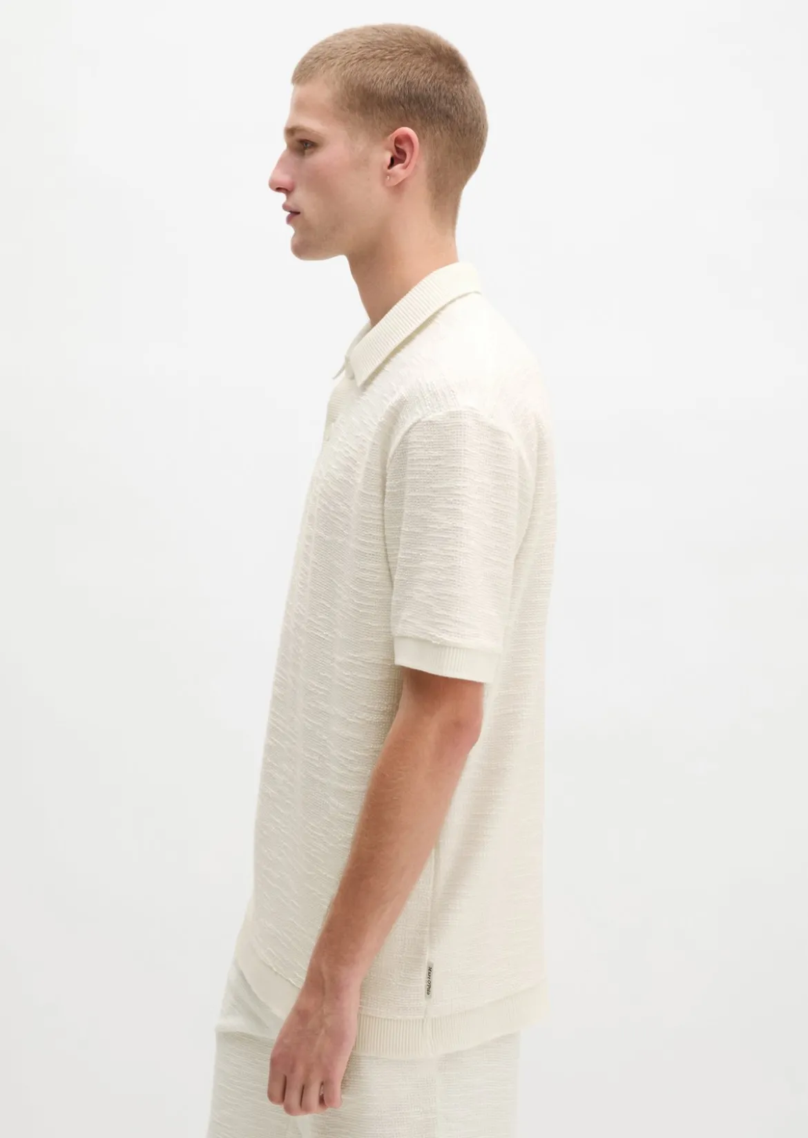 Poloshirt loose aus weichem Bouclé-Jersey
