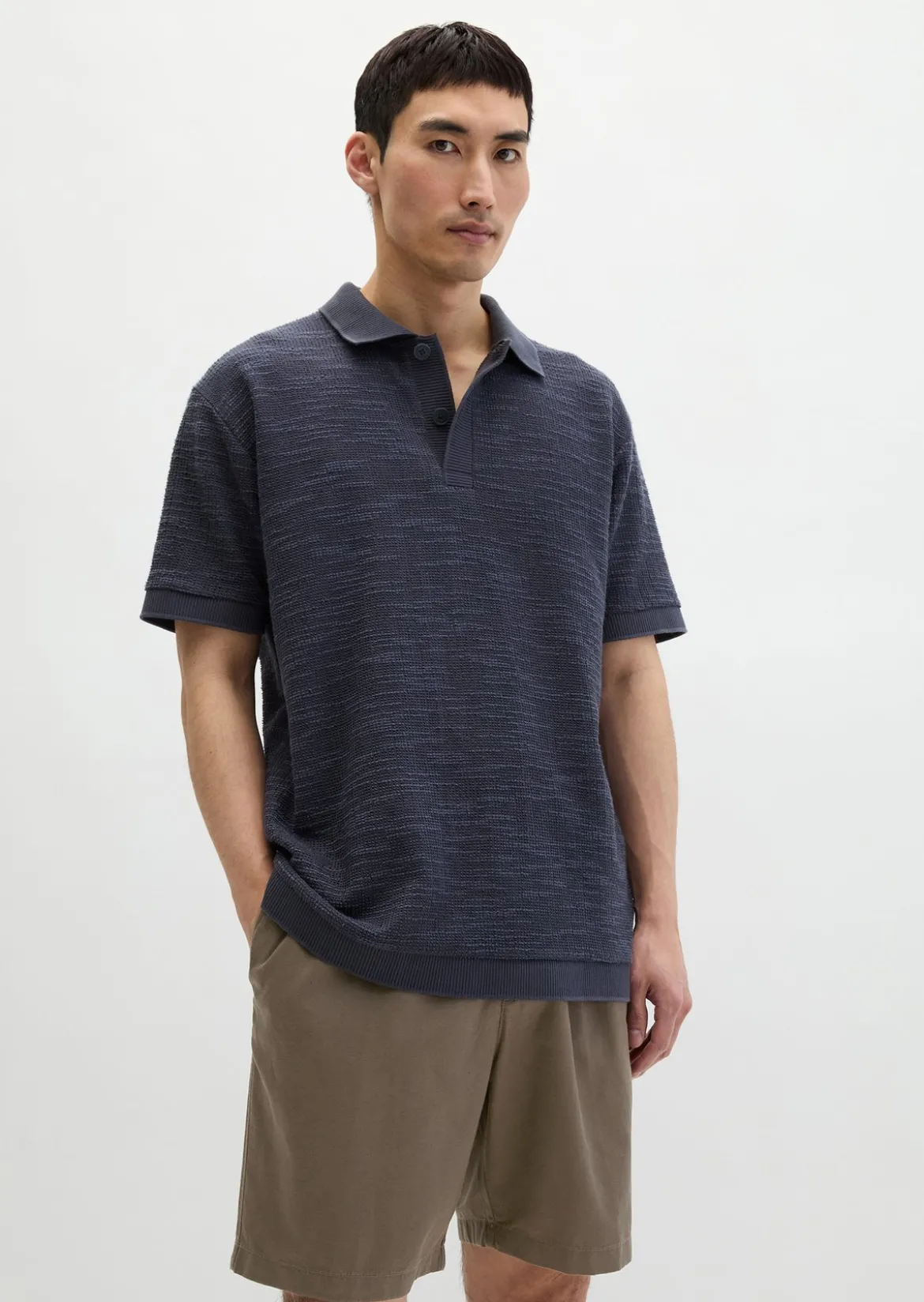 Poloshirt loose aus weichem Bouclé-Jersey