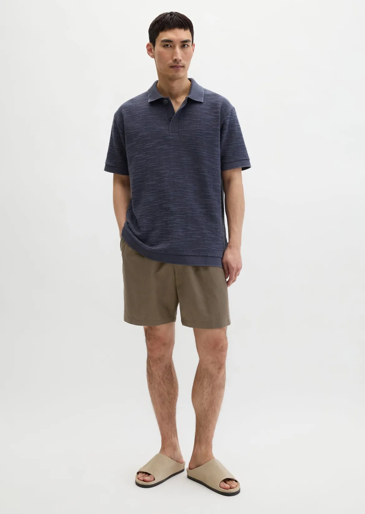 Poloshirt loose aus weichem Bouclé-Jersey