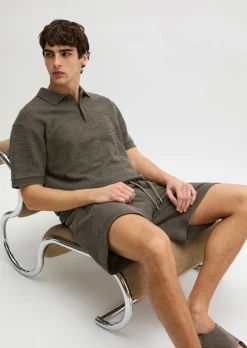 Poloshirt loose aus weichem Bouclé-Jersey