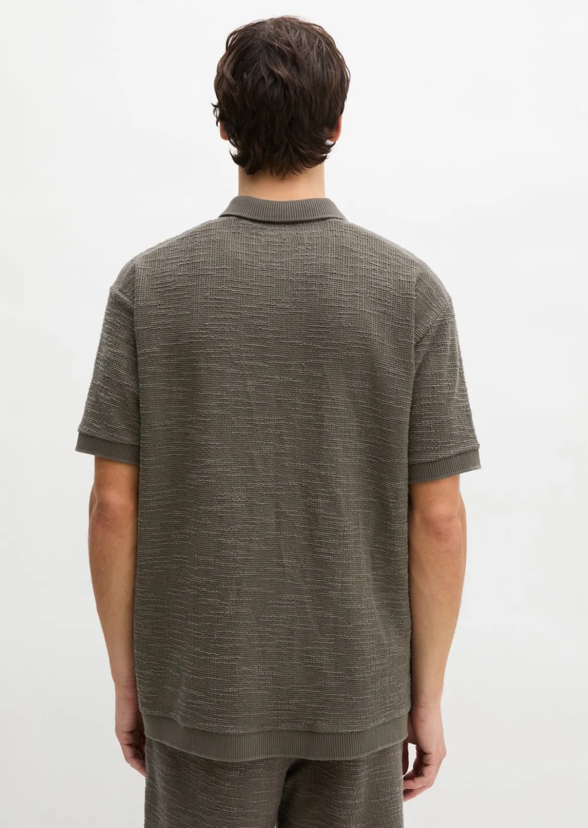Poloshirt loose aus weichem Bouclé-Jersey