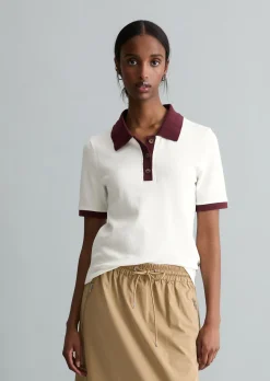 Poloshirt mit Struktur slim aus reiner Bio-Baumwolle