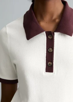 Poloshirt mit Struktur slim aus reiner Bio-Baumwolle