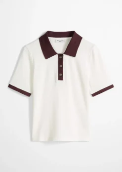 Poloshirt mit Struktur slim aus reiner Bio-Baumwolle