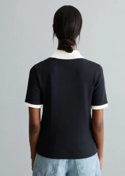 Poloshirt mit Struktur slim aus reiner Bio-Baumwolle