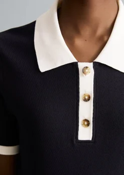 Poloshirt mit Struktur slim aus reiner Bio-Baumwolle