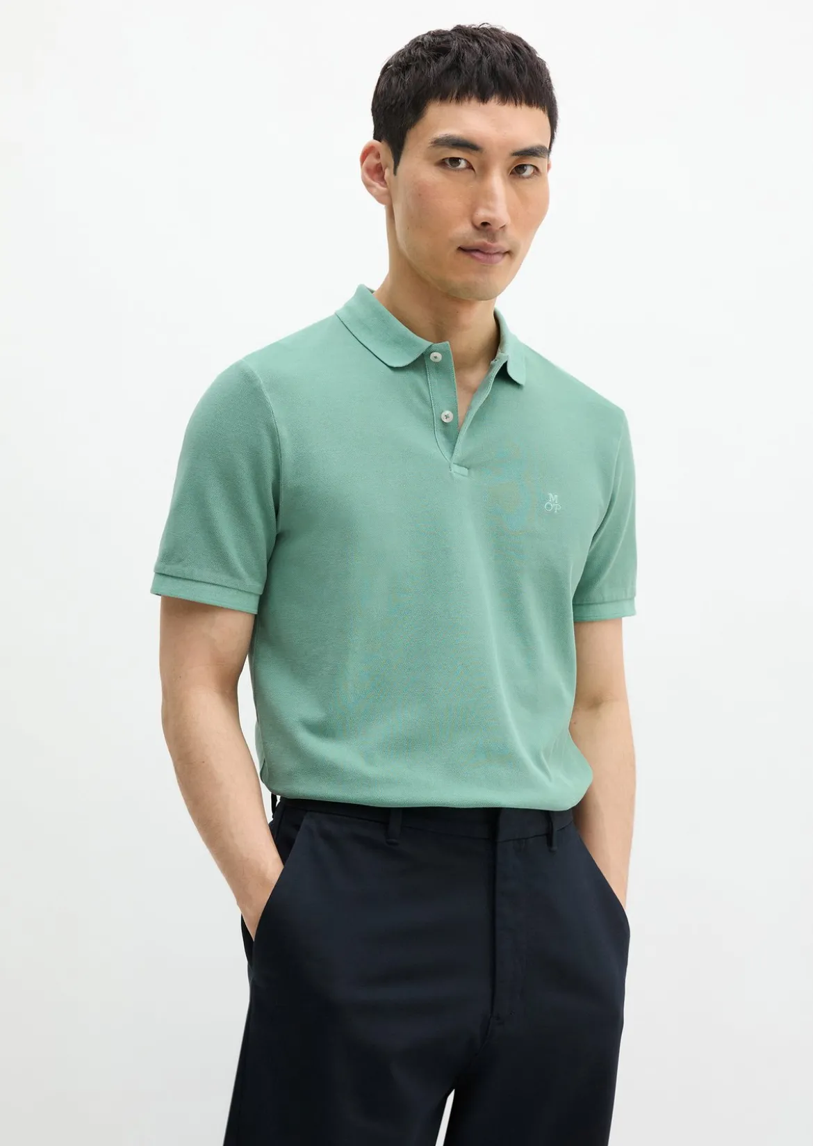 Poloshirt Piqué shaped garment-dyed aus Organic Cotton-Stretch