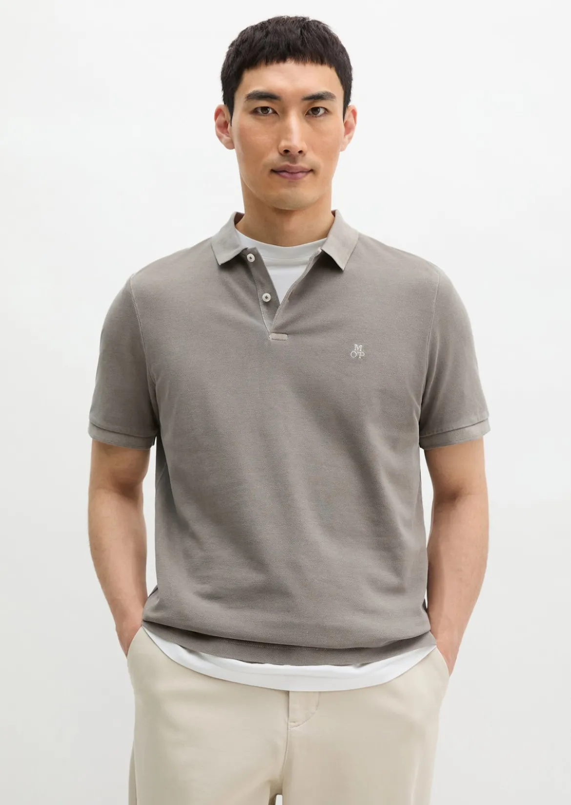 Poloshirt Piqué shaped garment-dyed aus Organic Cotton-Stretch