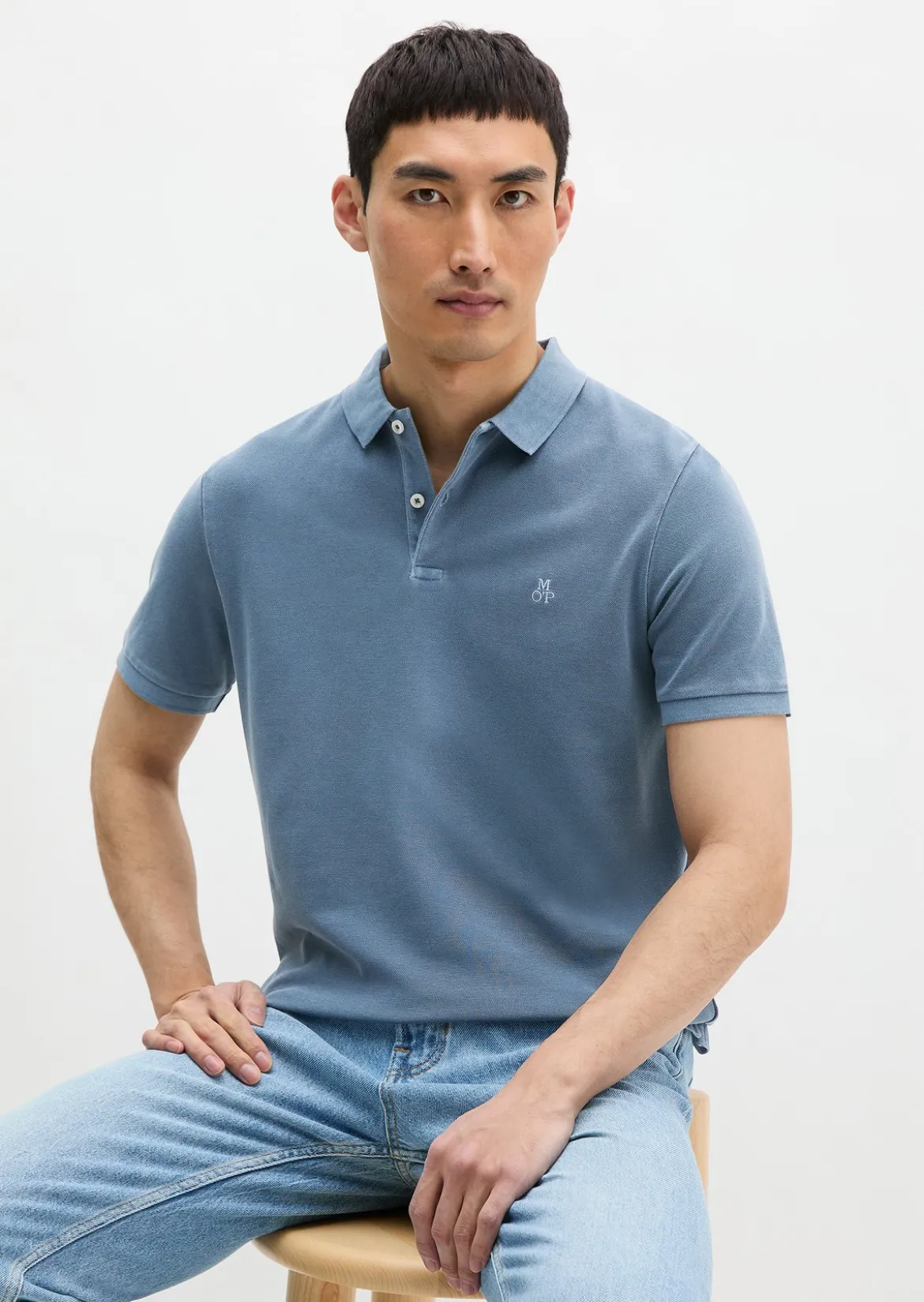 Poloshirt Piqué shaped garment-dyed aus Organic Cotton-Stretch