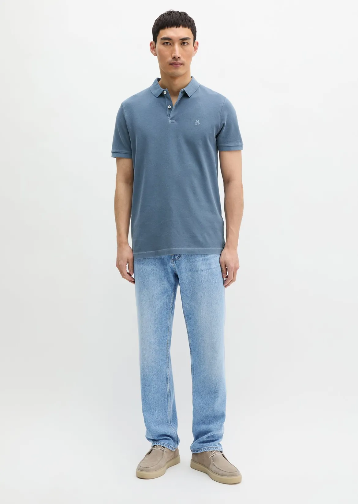 Poloshirt Piqué shaped garment-dyed aus Organic Cotton-Stretch