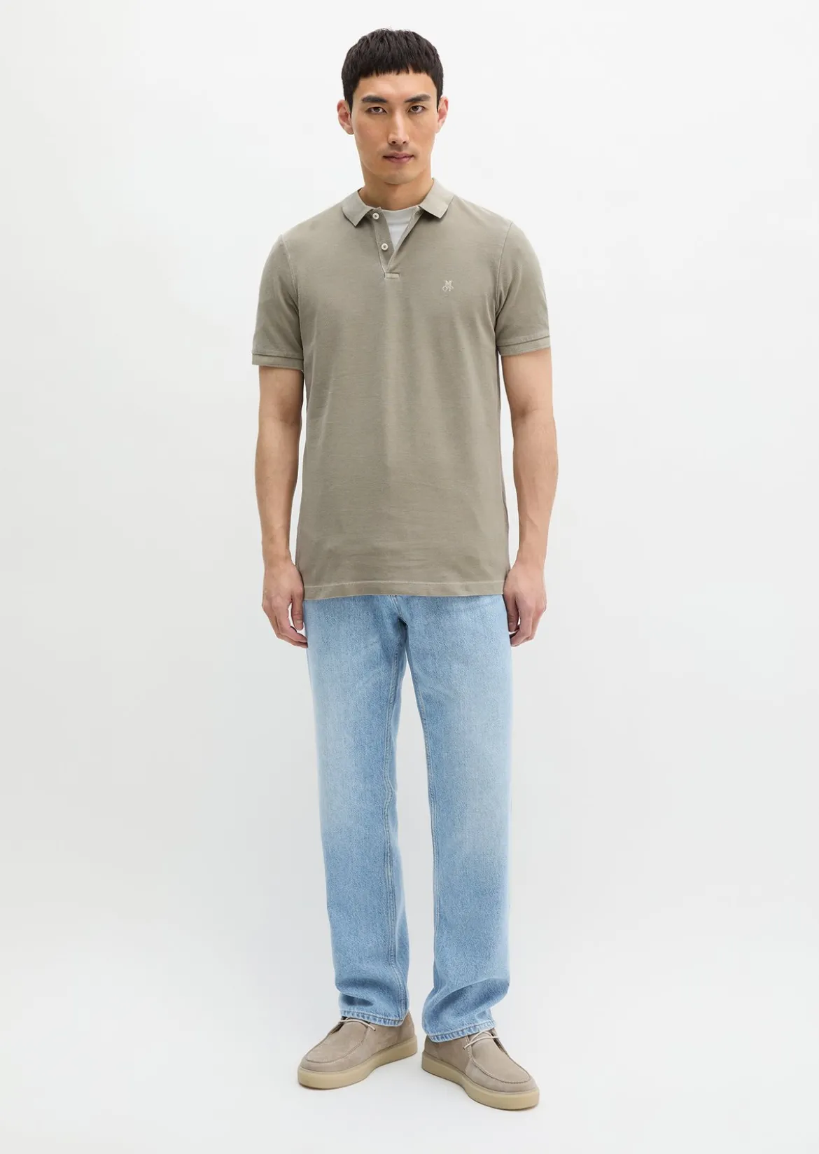 Poloshirt Piqué shaped garment-dyed aus Organic Cotton-Stretch