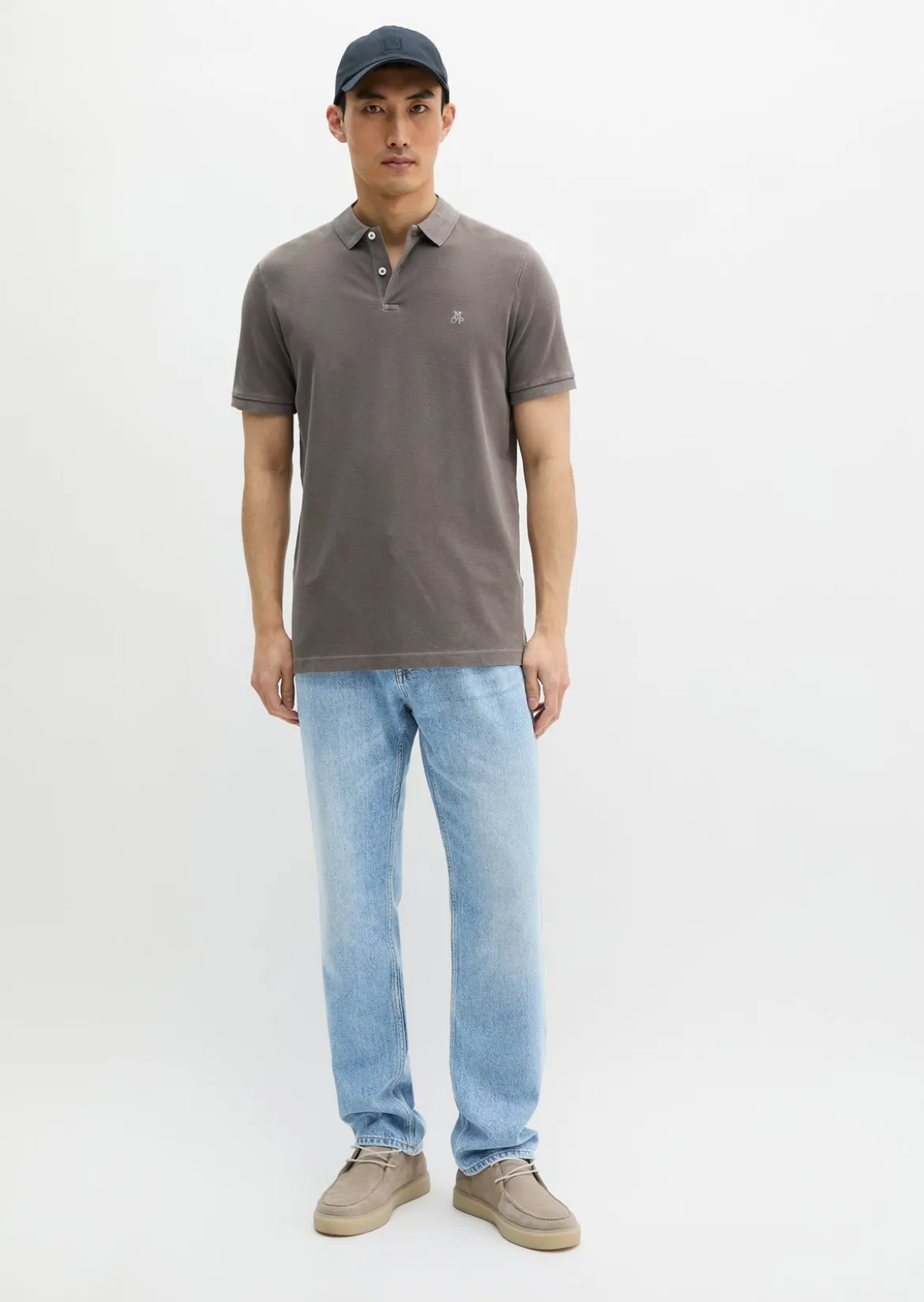 Poloshirt Piqué shaped garment-dyed aus Organic Cotton-Stretch