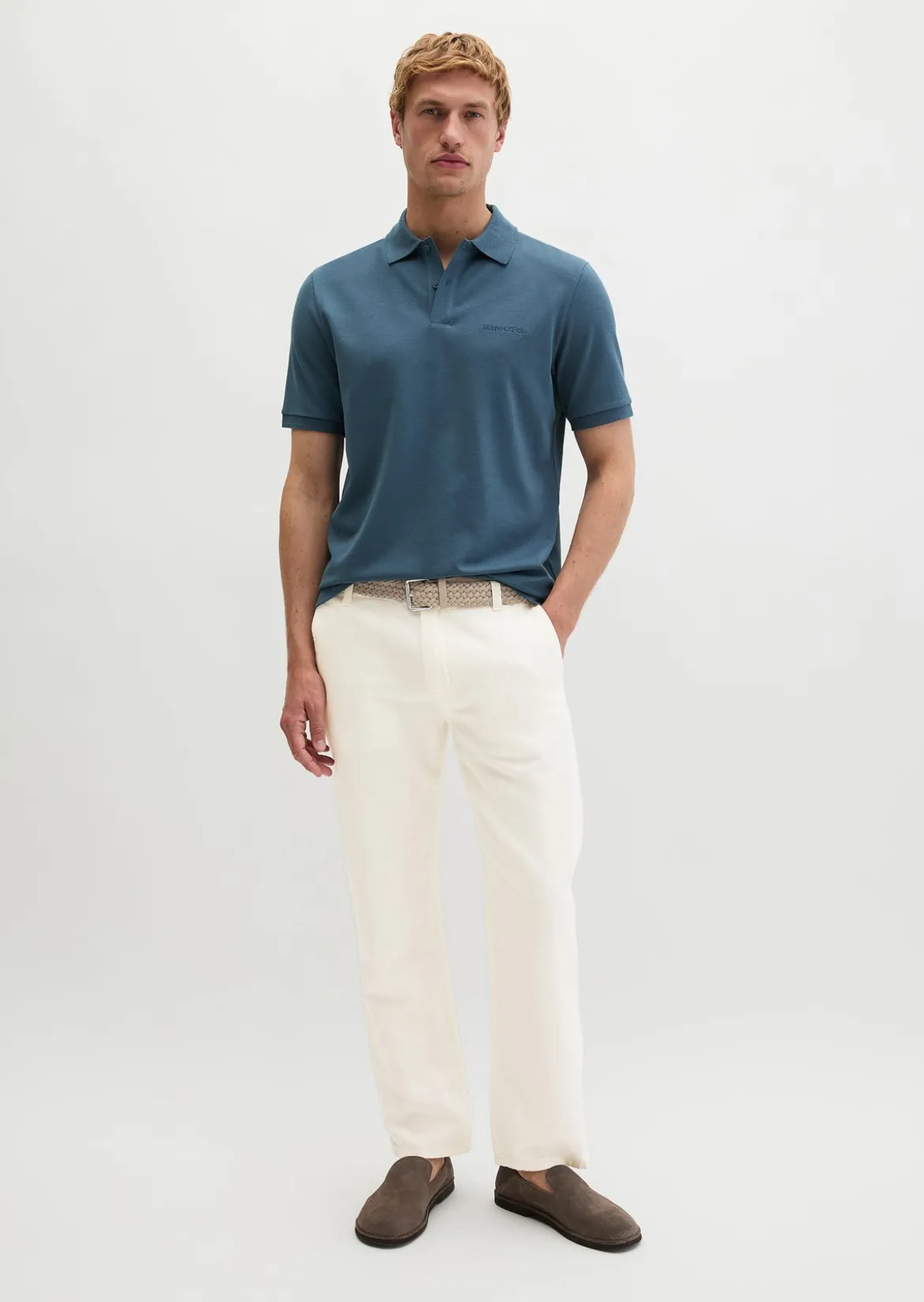 Poloshirt Piqué slim aus mittelschwerem Bio-Baumwoll-Viskose-Mix