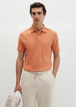 Poloshirt Piqué slim aus mittelschwerem Bio-Baumwoll-Viskose-Mix