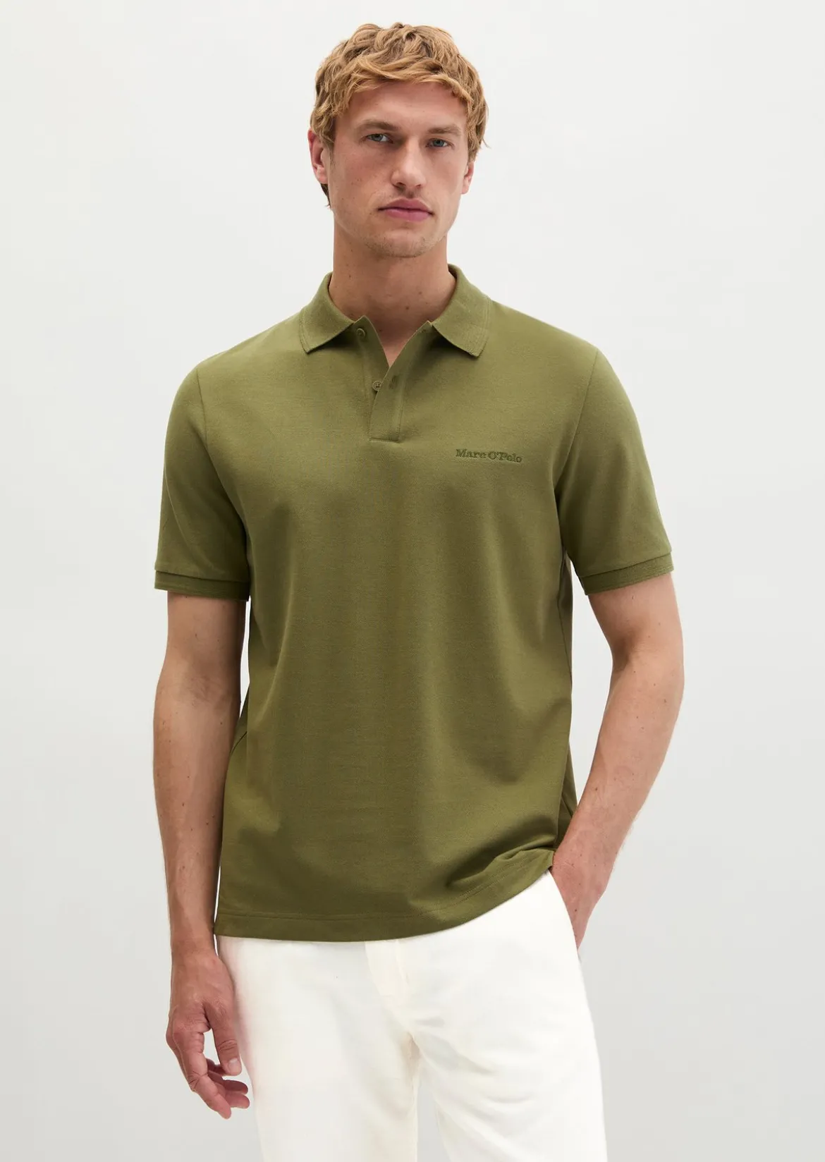Poloshirt Piqué slim aus mittelschwerem Bio-Baumwoll-Viskose-Mix