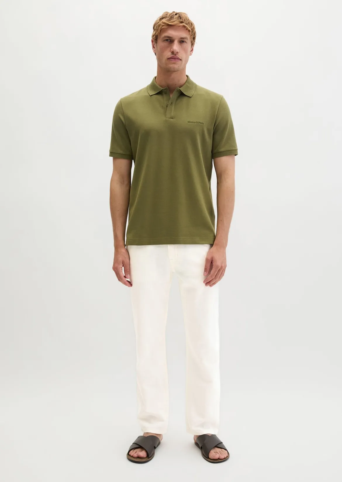 Poloshirt Piqué slim aus mittelschwerem Bio-Baumwoll-Viskose-Mix