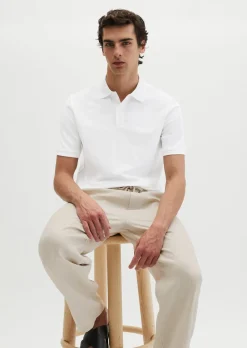 Poloshirt Piqué slim aus mittelschwerem Bio-Baumwoll-Viskose-Mix