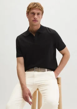 Poloshirt Piqué slim aus mittelschwerem Bio-Baumwoll-Viskose-Mix