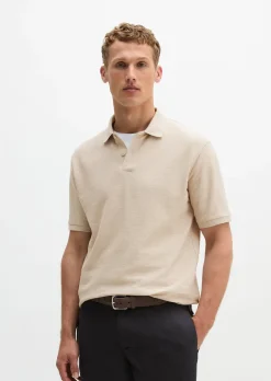 Poloshirt regular aus Bio-Baumwolle und Leinen