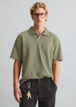 Poloshirt relaxed mit feiner Bouclé-Struktur