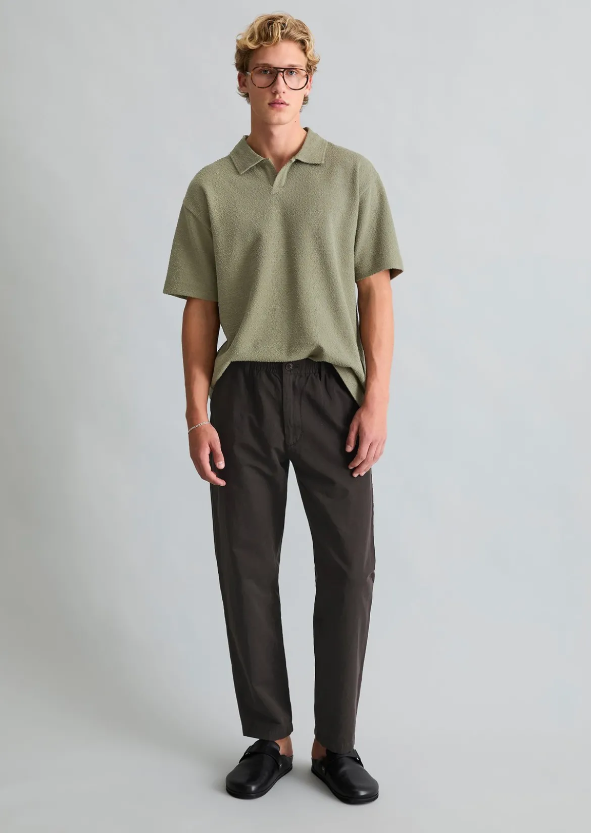 Poloshirt relaxed mit feiner Bouclé-Struktur