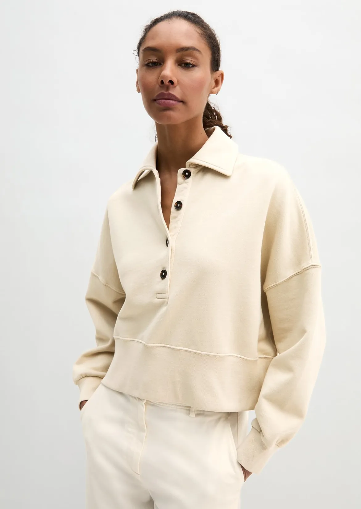Polo-Sweatshirt oversize mit recycelter Baumwolle